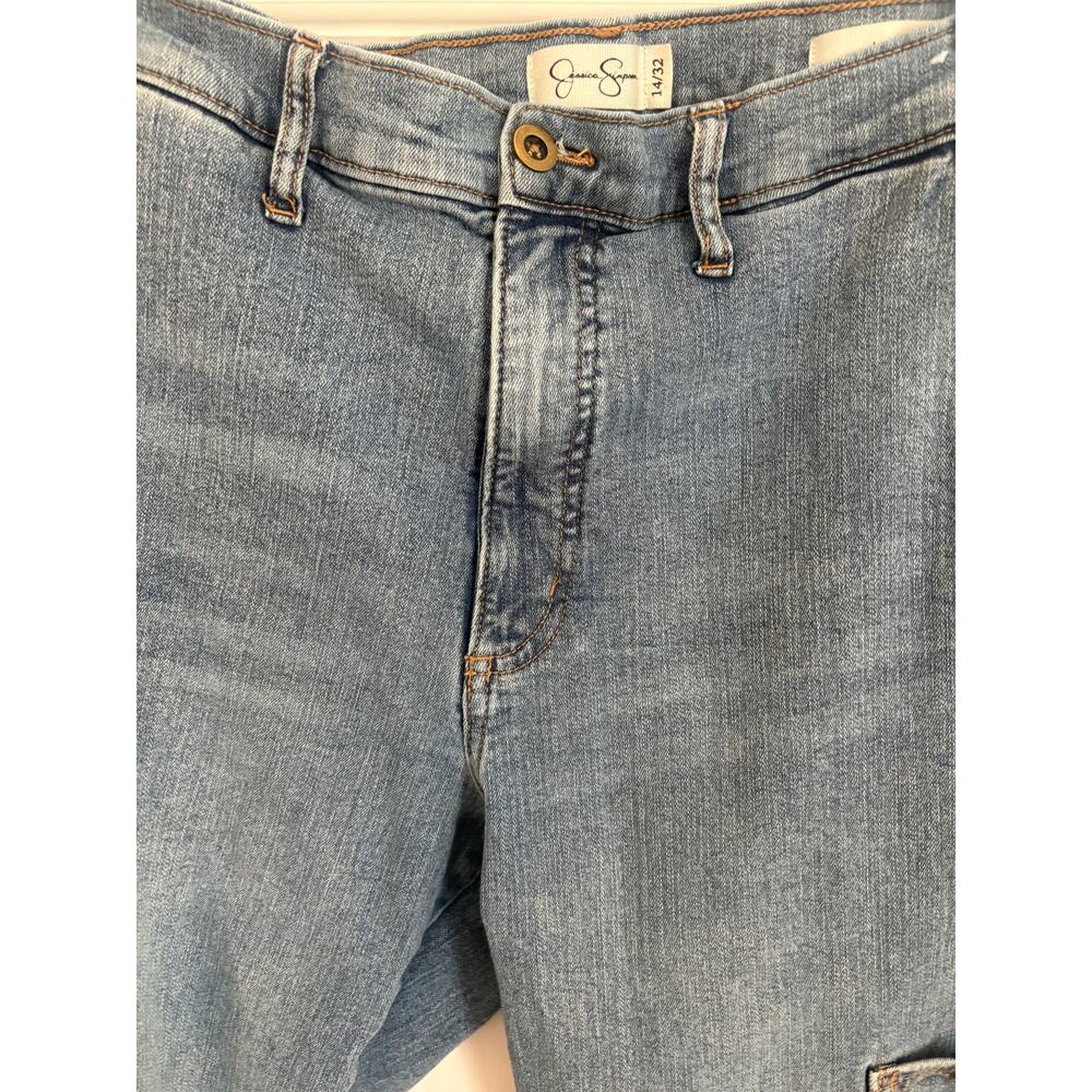 Jessica Simpson Jeans Size 14/32 Bootcut Cargo Pocket Medium Wash Y2K - Picture 3 of 9